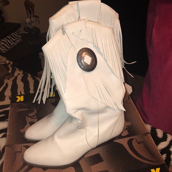 white leathers cowboy boots - Picture 1 of 4